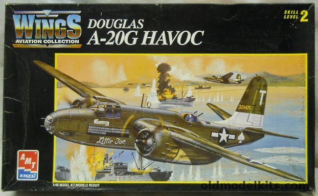 AMT 1/48 Douglas A-20G Havoc - Plus Eduard 48126 A-20G PE And True Details Mask Set - 389th BS/312 BG 'Little Joe' or 89th BS/3 BG 'Little Isadore', 8894 plastic model kit